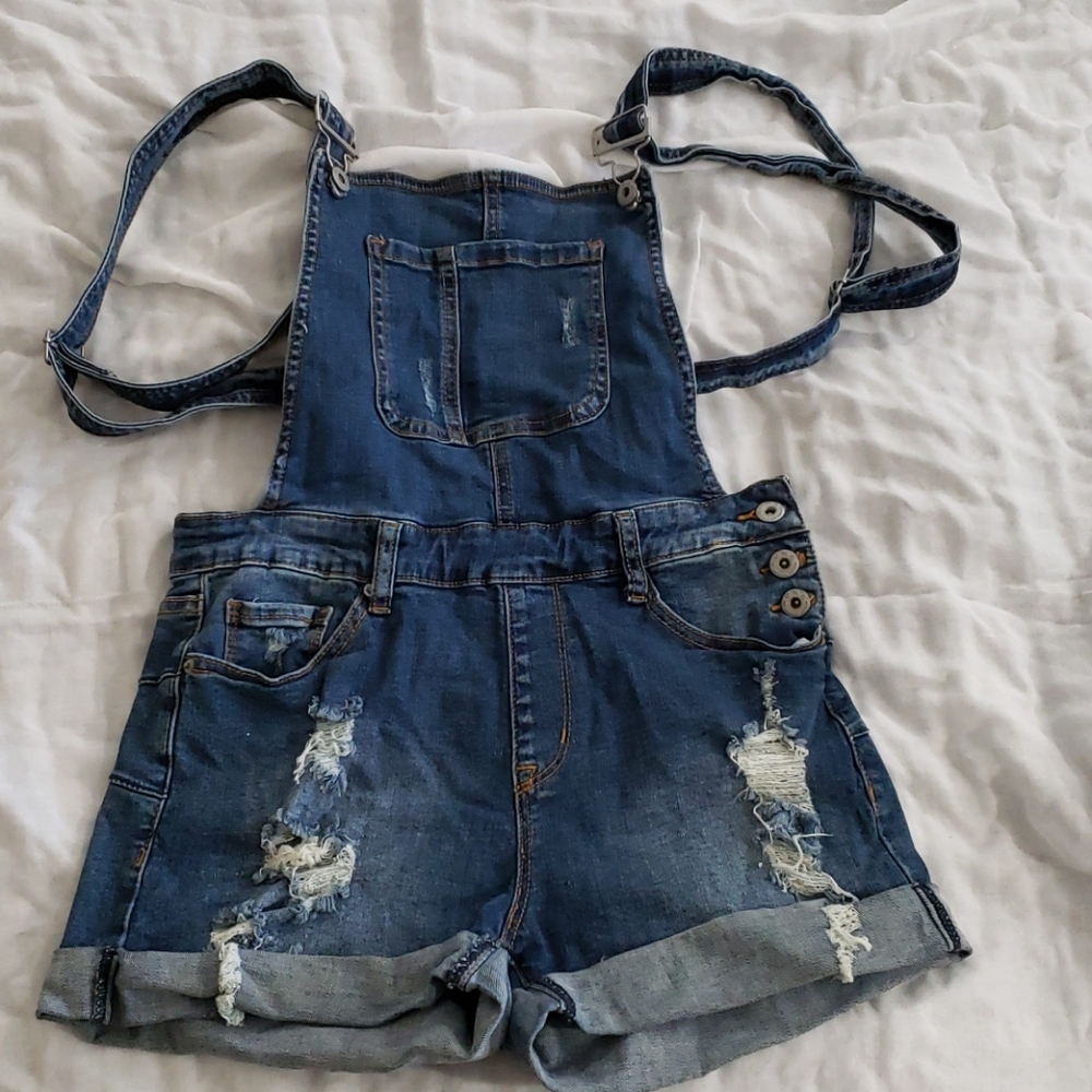 Distressed Jean Shorts Coverall